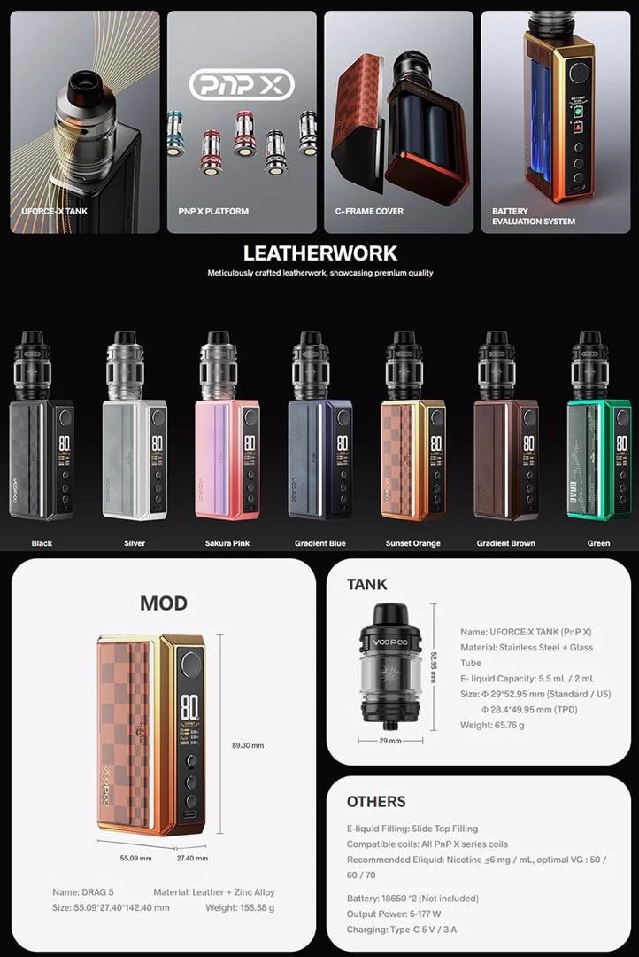 DEVICE KIT DRAG 5 by VOOPOO ( WITHOUT BATTERY )