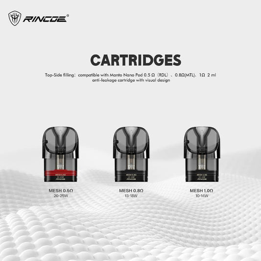 CARTRIDGE RINCOE MANTO NANO PRO / A2 0.50Ω 0.80Ω 1.0Ω ( 3 PODS )