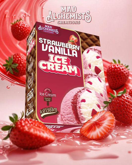FREEBASE STRAWBERRY VANILLA ICE CREAM 60ML by MAD ALCHEMIST