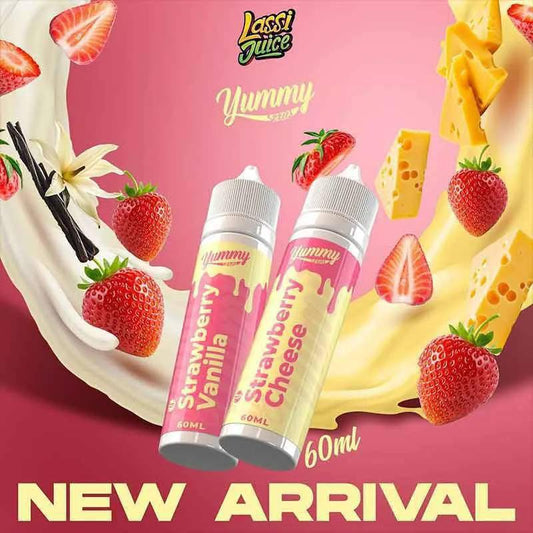 FREEBASE YUMMY SERIES STRAWBERRY VANILLA STRAWBERRY CHEESE 60ML by LASSI JUICE